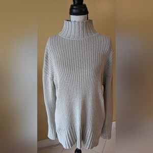 FP BEACH by FREE PEOPLE Oatmeal Oversized Mock Neck Ribbed Sweater Size XS